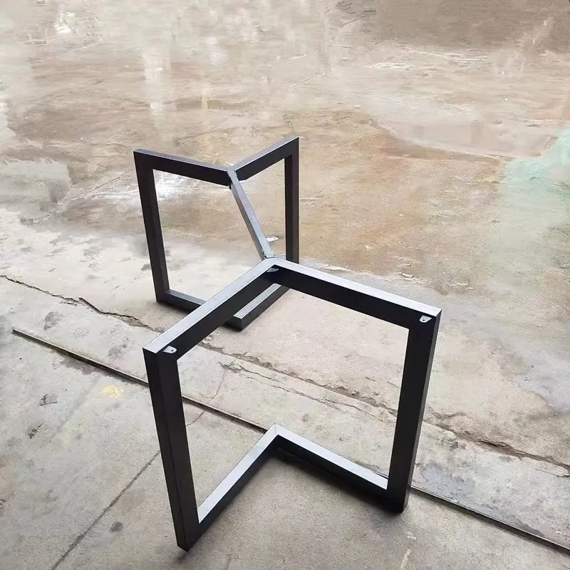 Double head V wrought iron table leg bracket, desk stand, desk foot, dining  leg, tripod, coffee leg