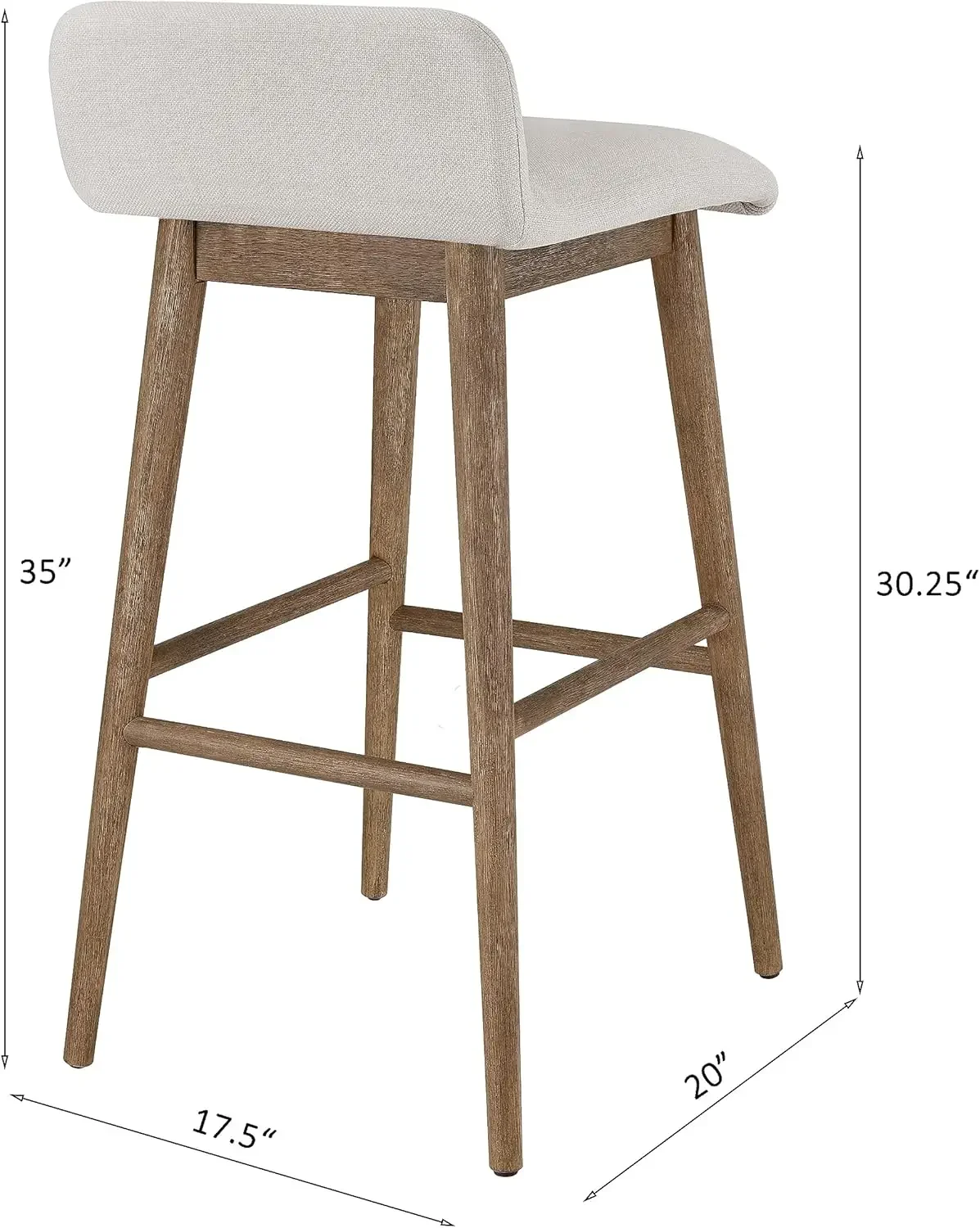 Ball & Cast Upholstered Pub Height Bar Stools 30 inch Low Back Wooden Barstools Set of 2, Linen