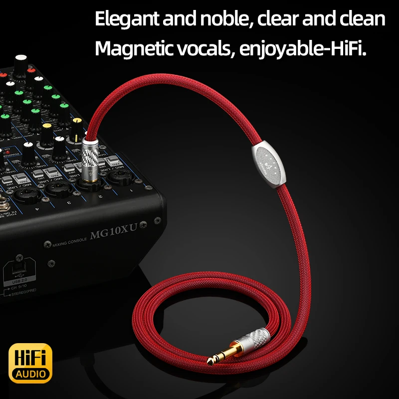 ATAUDIO HiFi 6.5 Audio Cable Hi-end 6N Pure Silver for Guitar Mixer Amplifier Aux Guitar Cable 6.5mm TRS Jack Audio Card