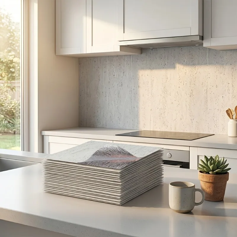 Self Adhesive Imitation Stone Wall Panel Flexible Soft Faux Travertine Wall Tile Sticker for Bedroom Kitchen Wall Refurbishment