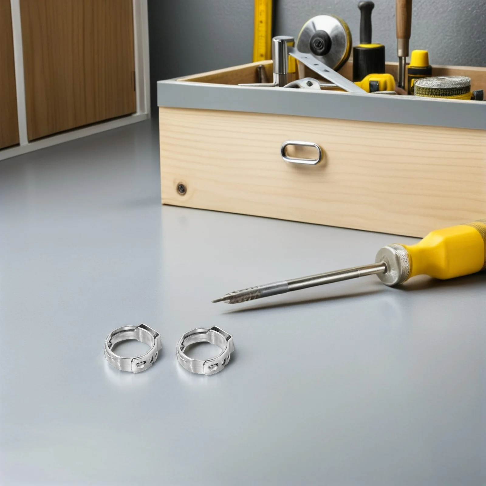 

50Pcs Stainless Steel Single Ear Clamp Assortment 17.8-21Mm Heavy Duty Hose Attachment Fixing for Automotive Marine Industrial