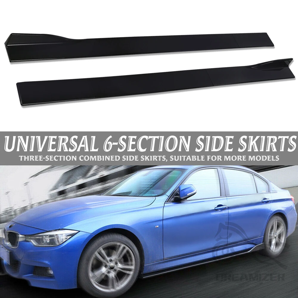 

6PCS 2m Universal Side Skirt Extension Rocker Plate Lip Separator Bumper For BMW For Benz For Audi