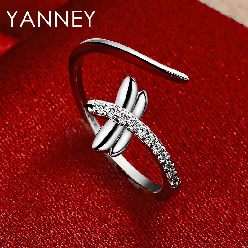 

New 925 Sterling Silver Fine Shiny Dragonfly Zircon Open Ring For Women Gifts Engagement Fashion Charm Wedding Party Jewelry