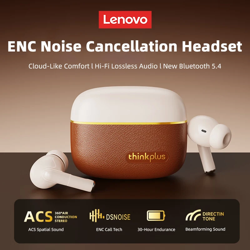 Lenovo LP27 Pro Wireless Bluetooth Headphones ENC Call Clear Noise Cancelling Touch Control Earphones Gaming Headset with Mic