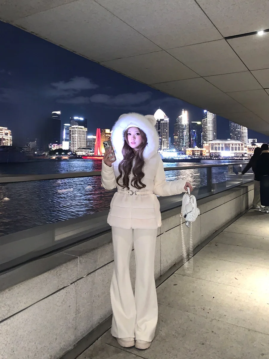 

Зимнее пальто Annie с капюшоном без меха, хлопковое, женское, больших размеров, с воротником из искусственного меха норки, с утяжкой на талии, утепленное, Sweet Sle