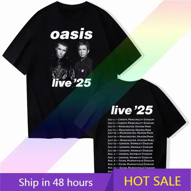 

Oasis Live 25 Tour T-Shirts Man Women Summer Casual O-Neck Short Sleeve Shirts Fans Gift Boys Clothes Girls Clothes Y2K