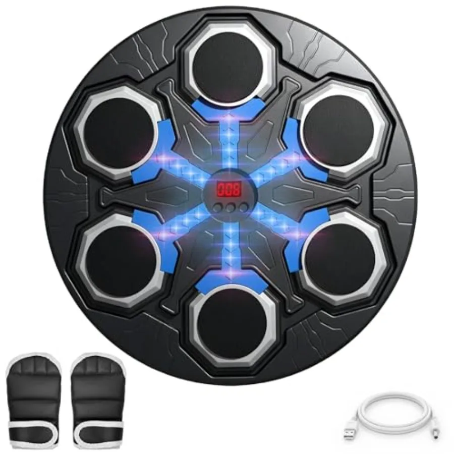 

Интерактивный музыкальный боксерский тренажер с перчатками, большой настенный электронный боксерский тренажер с RGB-подсветкой