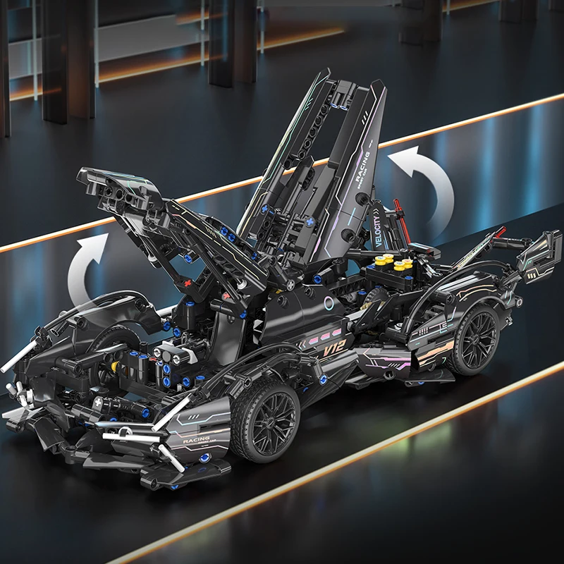 Más de 1000 Uds. V12 modelo de coche de carreras juguetes de bloques de construcción súper coche técnico DIY ciudad vehículo ladrillos Set chico y adulto regalo de vacaciones