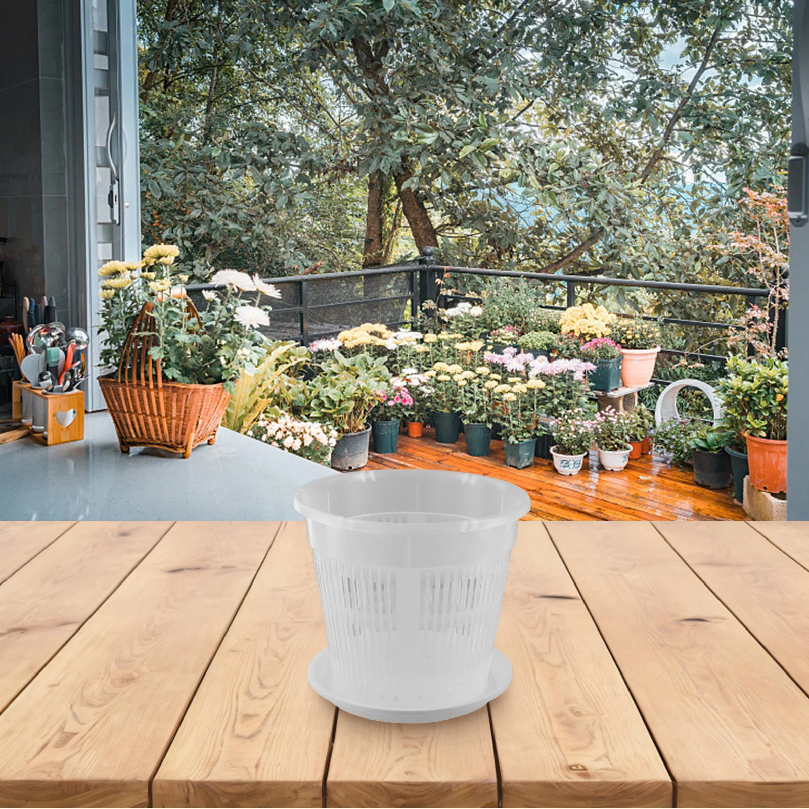 Clear ABS Flower Pot Collection (5pcs) With Matching Saucers For Maintaining Healthy Houseplants In Any Setting