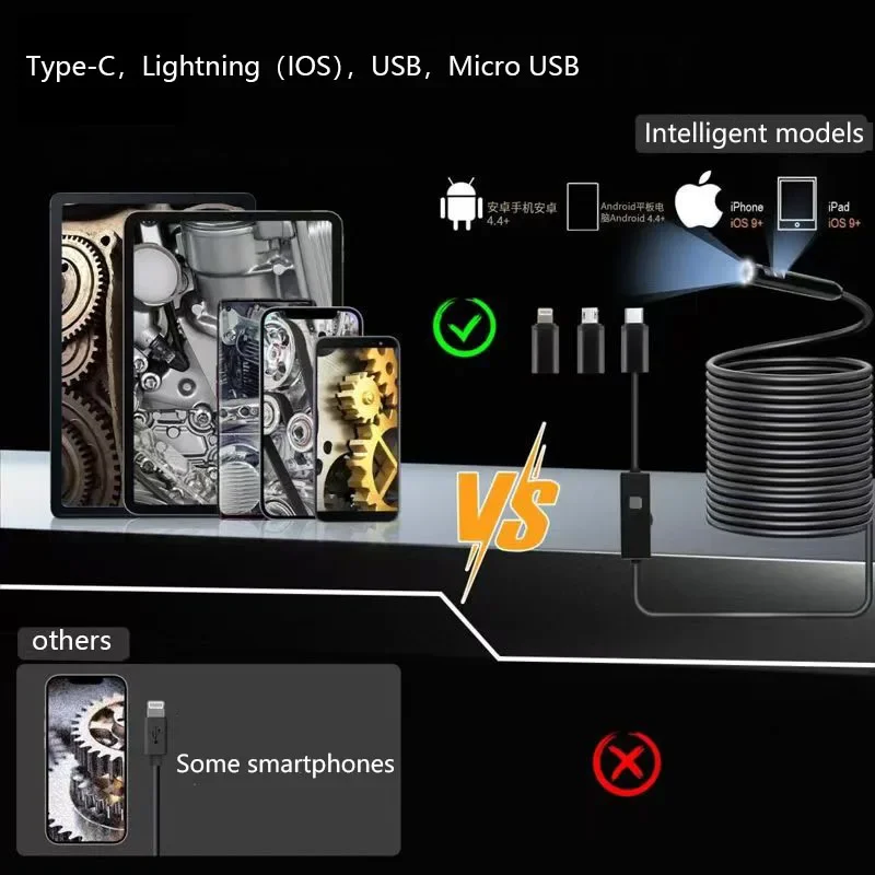 Imagem -05 - Sonda de 5.5 mm de Diâmetro Lente Dupla Endoscópio Industrial Foco Próximo Câmera de Inspeção de Boroscópio Ip67 à Prova Dágua Câmera de Cobra