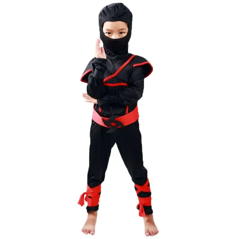Boy Ninja Costume Kids Silver Dragon Costumes Children Superhero Cosplay Jumpsuit With Weapon Halloween Carnival Suit OI8474