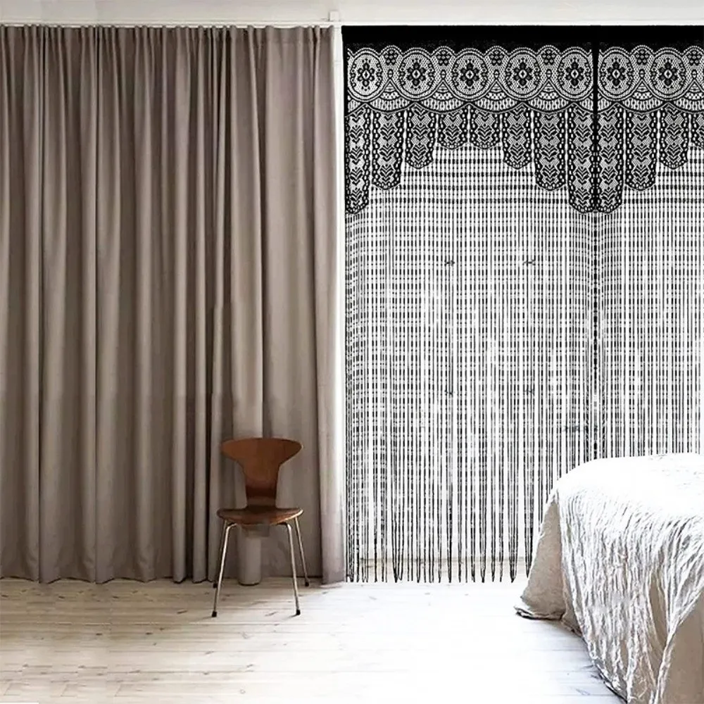 Boho Macrame Lace Door String Curtain String Jacquard Partition Curtain Room Divider Wall Closet Curtain Curtain Decorations