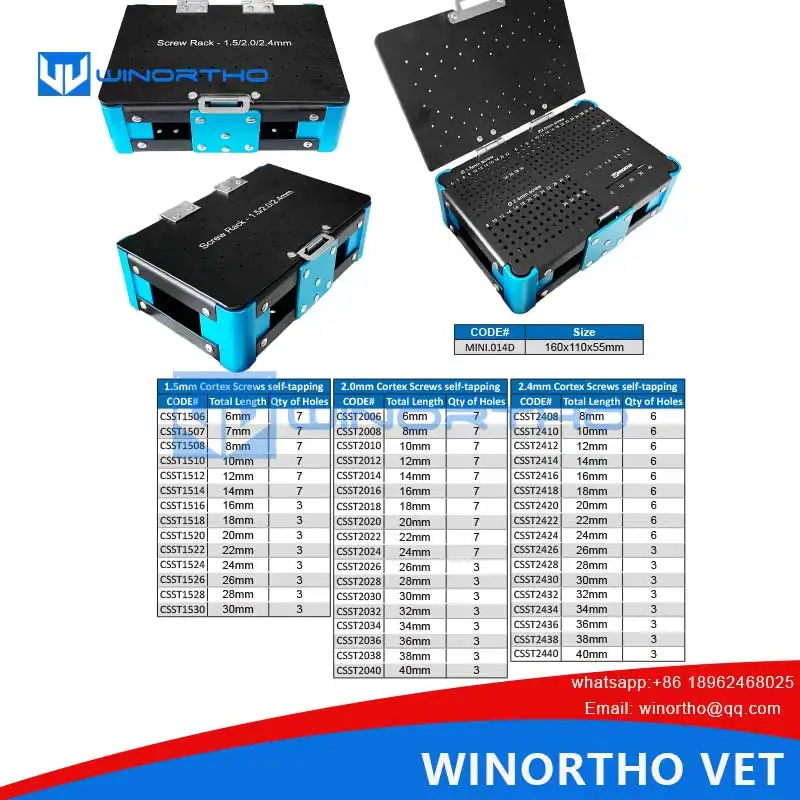 1.5/2.0/2.4mm screw box vet veterinary Instrument Set Surgical pet animal tools screw rack orthopedic sterilization case