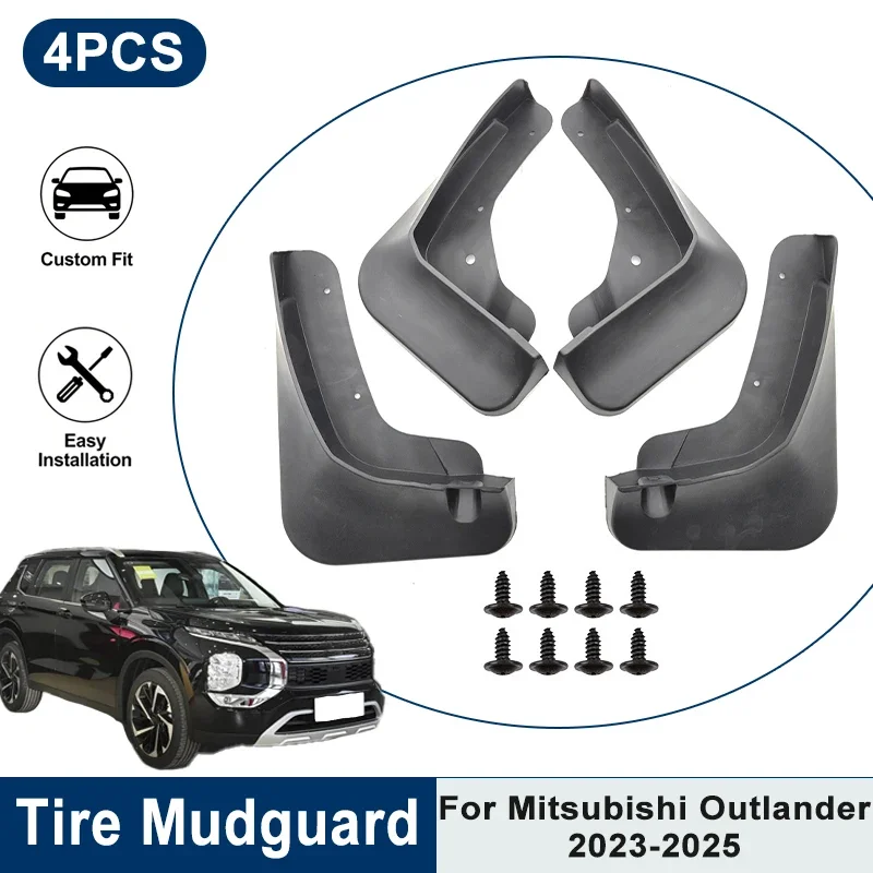 

Waterproof Anti-Splash Car Mudguards 4PCS For Mitsubishi Outlander 2023-2025 Fender Mud Flaps Auto Exterior Protection Accessory