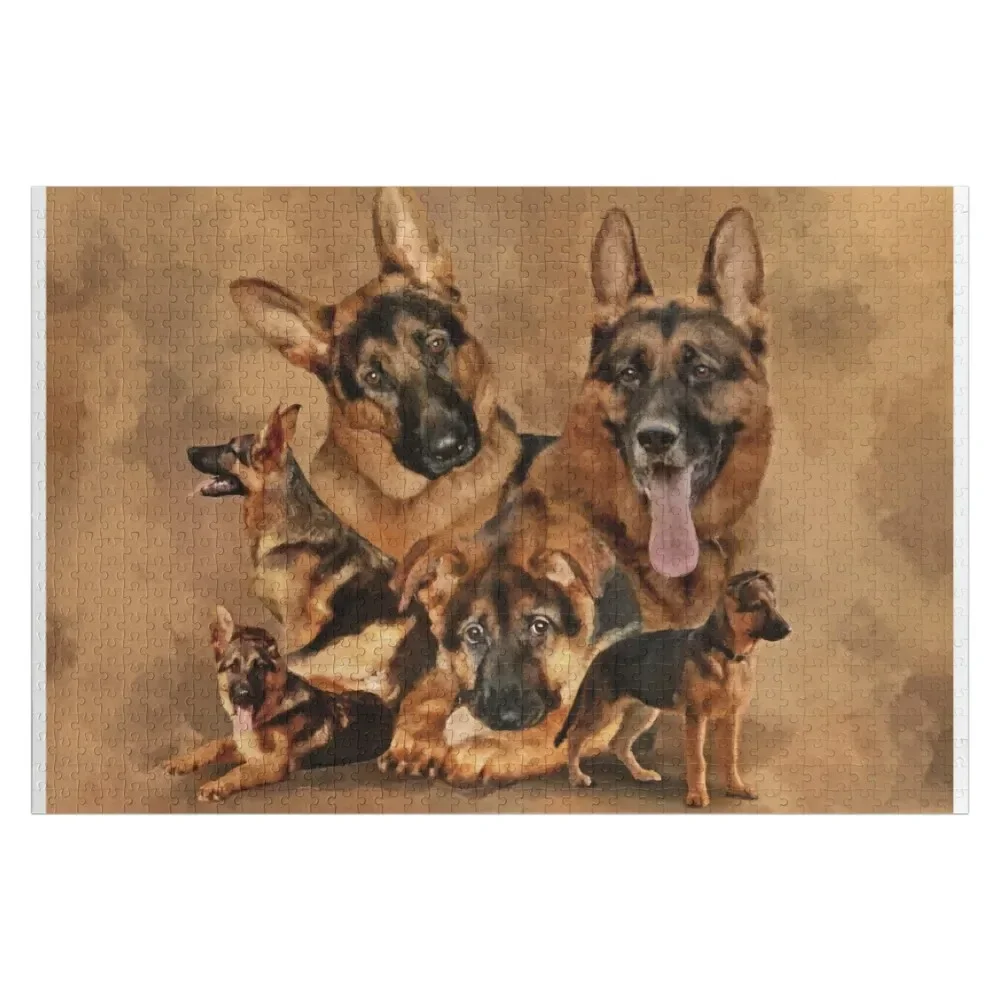 

German Shepherd Dog - puppy, young, adult Jigsaw Puzzle Wood Adults Custom Wood Puzzle