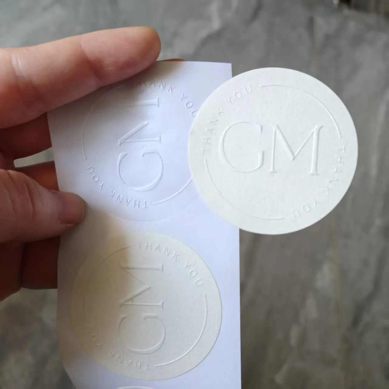 500PCS Customized Brand Logo Embossed 3D Sealing Packaging Label Matte Textured Paper Sticker