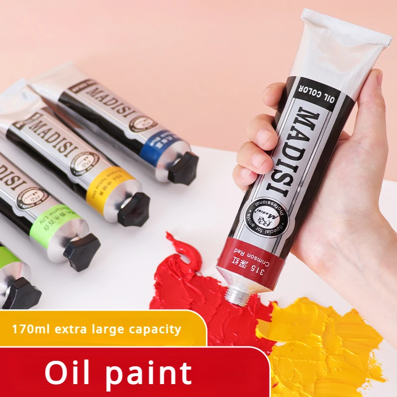 Pintura al óleo individual de gran capacidad, tubo de aluminio, Color dorado y carne, blanco, 170ml, 68 colores para principiantes, suministros de pintura al óleo