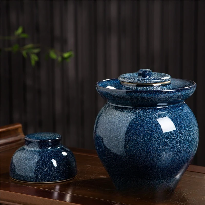 سيراميك بغطاء داخلي، خزان مخلل منزلي محكم الغلق، خزان مخلل فخار سميك، سعة كبيرة #3