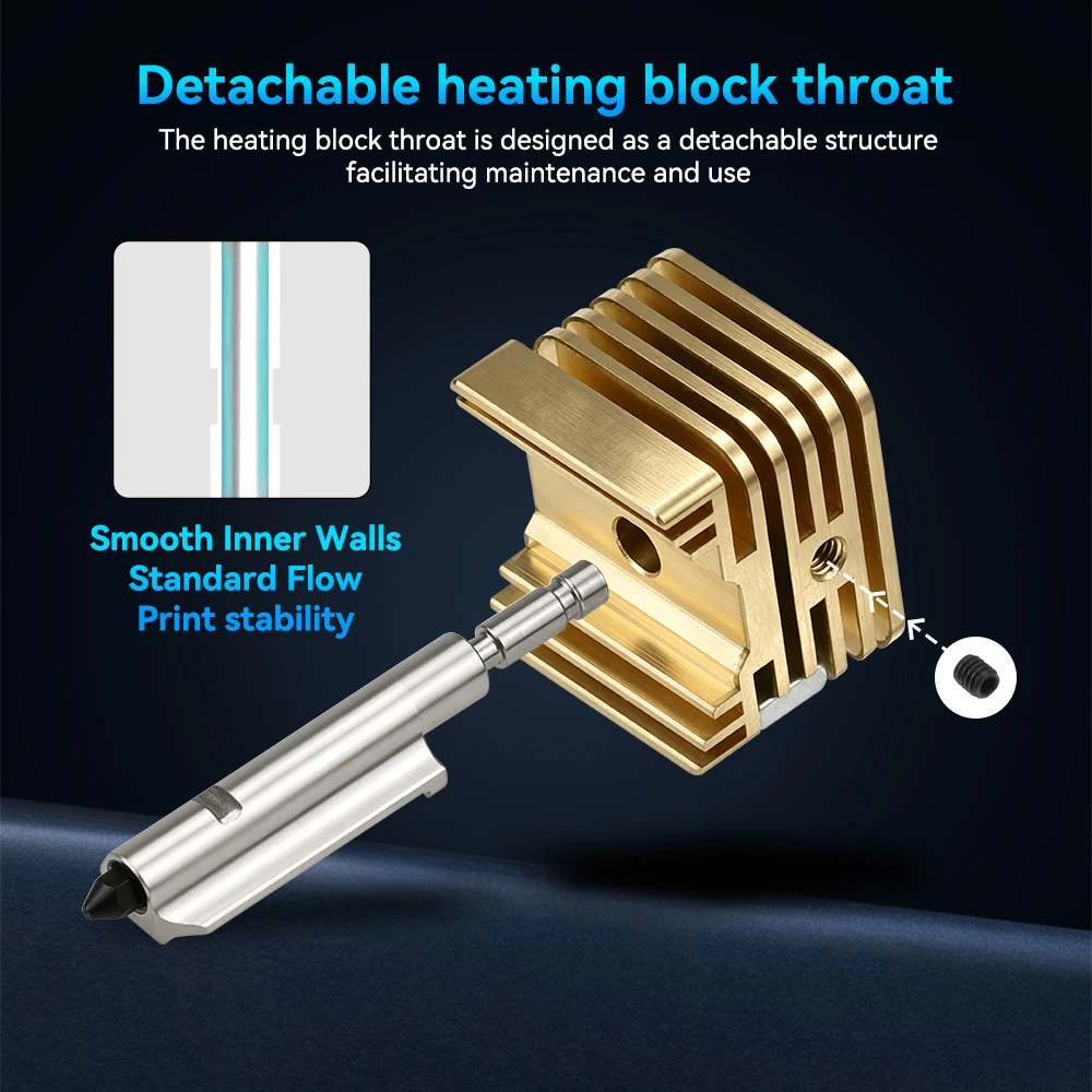 Verbessertes Hotend-Kit für Bambu Lab P2S X2D H2S H2D H2C, abnehmbare Düse aus gehärtetem Stahl, Messingkühler, Hot-End 3D-Druckerteile – Detail 5