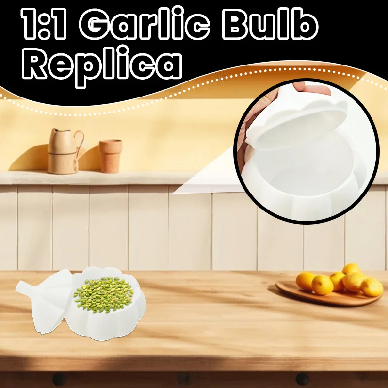 حاويات المطبخ الإبداعية، أشكال الثوم المثيرة للاهتمام، مكونات المطبخ الثلاثية، حاويات التخزين، أدوات المائدة البلاستيكية