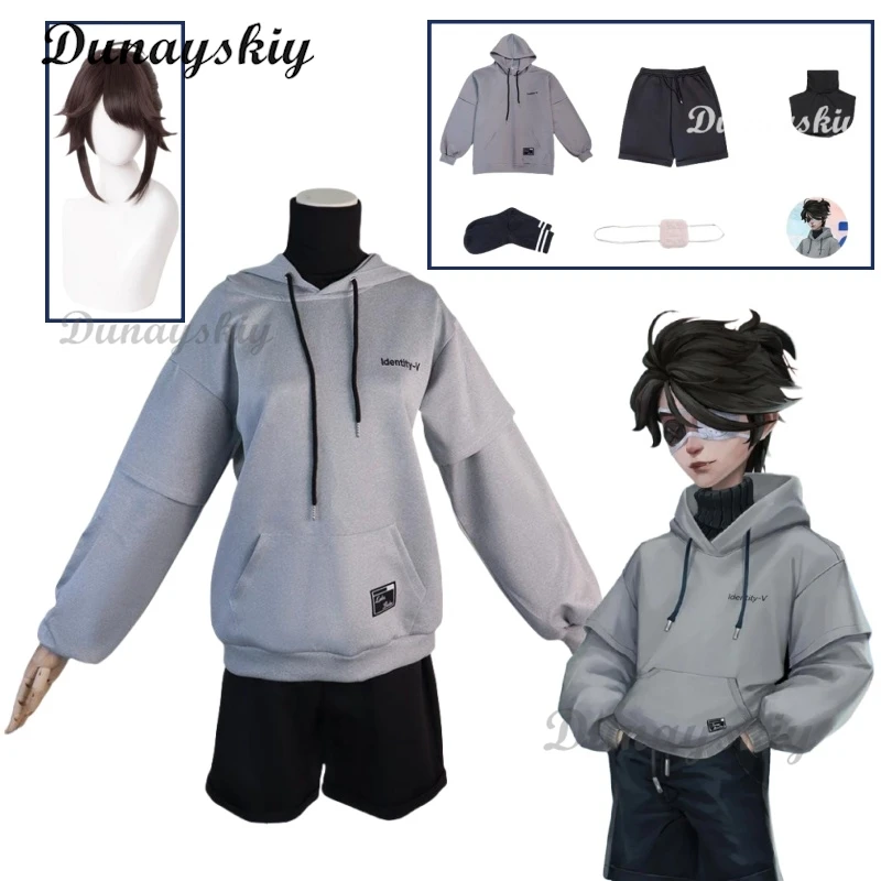 Esports Luca Balsa Cosplay Game Identity V Costume Prisoner Hoodies Daily Uniforms Wig Set Halloween Party Customized