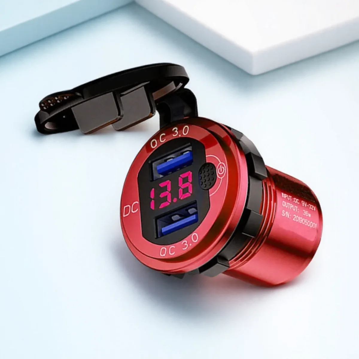 

Автомобильное зарядное устройство с двумя USB-портами, 36 Вт, QC3.0, водонепроницаемый переключатель вольтметра для мотоцикла, квадроцикла, лодки, морского автофургона 12 В/24 В