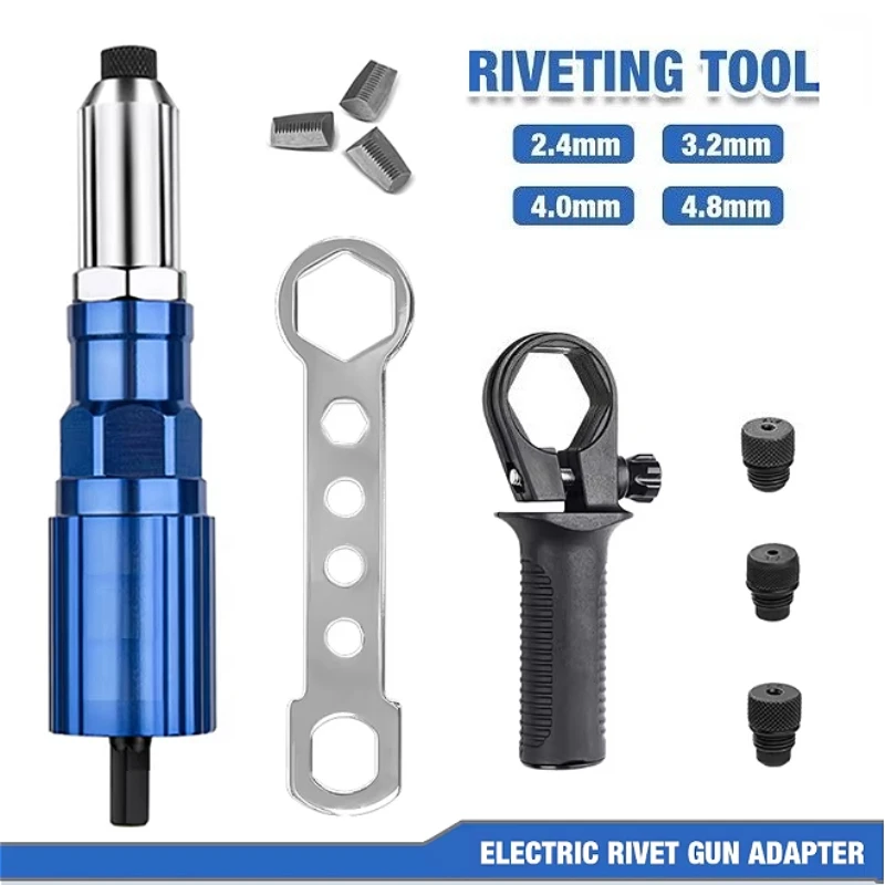 محول مسدس برشام كهربائي، أدوات برشام سحب منزلية 2.4 مم - 3.2 مم - 4.0 مم - 4.8 مم، آلة تثبيت لاسلكية، إدراج برشام سريع التثبيت