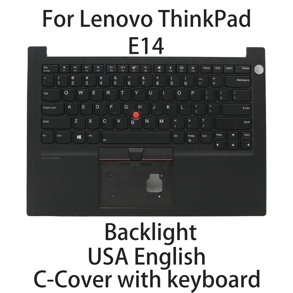 New For Lenovo ThinkPad E14 Laptop Black C-Cover with keyboard USA English Backlight FRU:5M10V17039