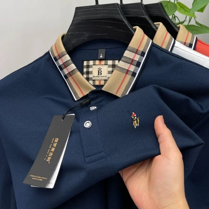 

Роскошные пони вышивка короткими рукавами мужская рубашка polo премиум бренд корейский стиль тренд летняя легкая воздухопроницаемость модная футболка
