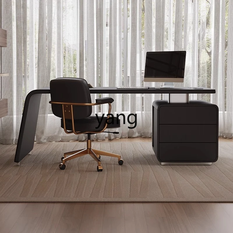 

LMminimalist high-end saddle leather desk modern minimalist home desk