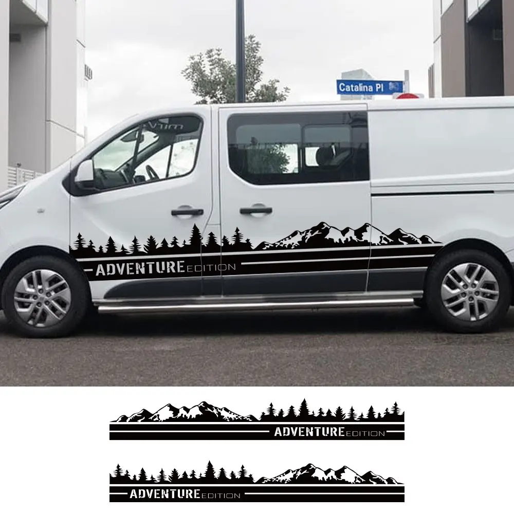 2 sztuk naklejki drzwi samochodu dla Renault Trafic 3 2 MK1 MK2 MK3 akcesoria Tuning Camper boczne paski grafiki naklejki winylu