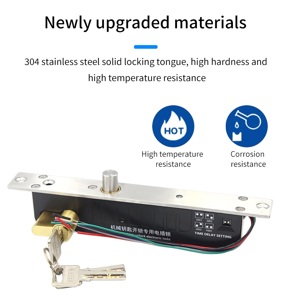Fail Secure Cylinder Mechanical key Unlock Electronic Bolt Lock Drop Deadbolt 12V/24V Drop Bolt Lock Door Locked when Power off