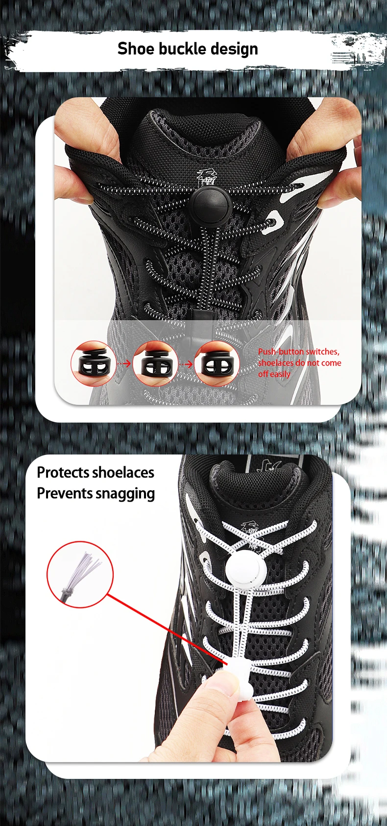 Elastische Schnürsenkel ohne Binden mit Verschluss, runde, dehnbare Schnürsenkel für Kinder und Erwachsene, Sneaker, bequeme Schnürsenkel für Sport und Laufen. – Detail 5