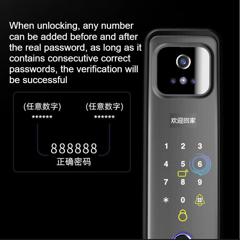 ทูย่า ไวไฟอัตโนมัติสมาร์ทล็อค 3D การรับรู้อินฟราเรดใบหน้าปลดล็อคระยะไกลและกระดิ่งประตู 14 ภาษาสนับสนุน Anti - pry