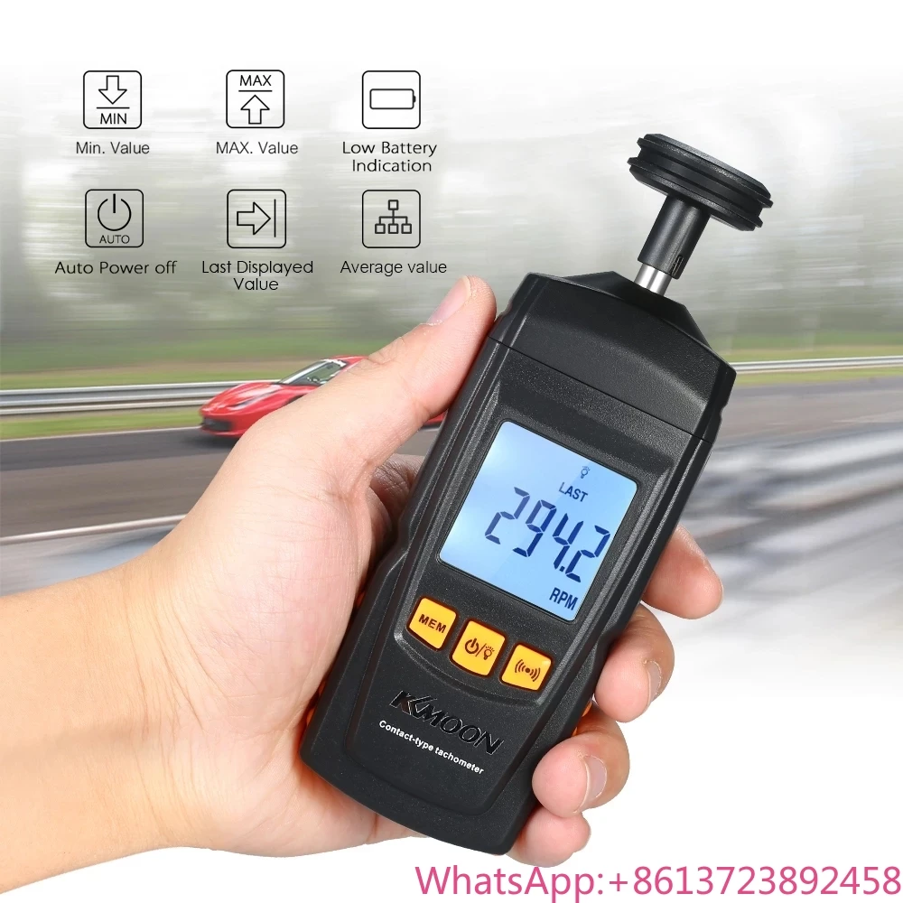 GM8906 Digital Contact Motor Tachometer Portable LCD Speedometer Tach RPM Teste Rotate Speed Meter 0.5~19999RPM Data Hold