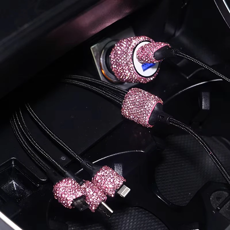 USB Car Charger 5V 2.1A Dual Port Fast-Charged Adapter Car Decor Car Styling Diamond Bling Car Accessories Interior Charger