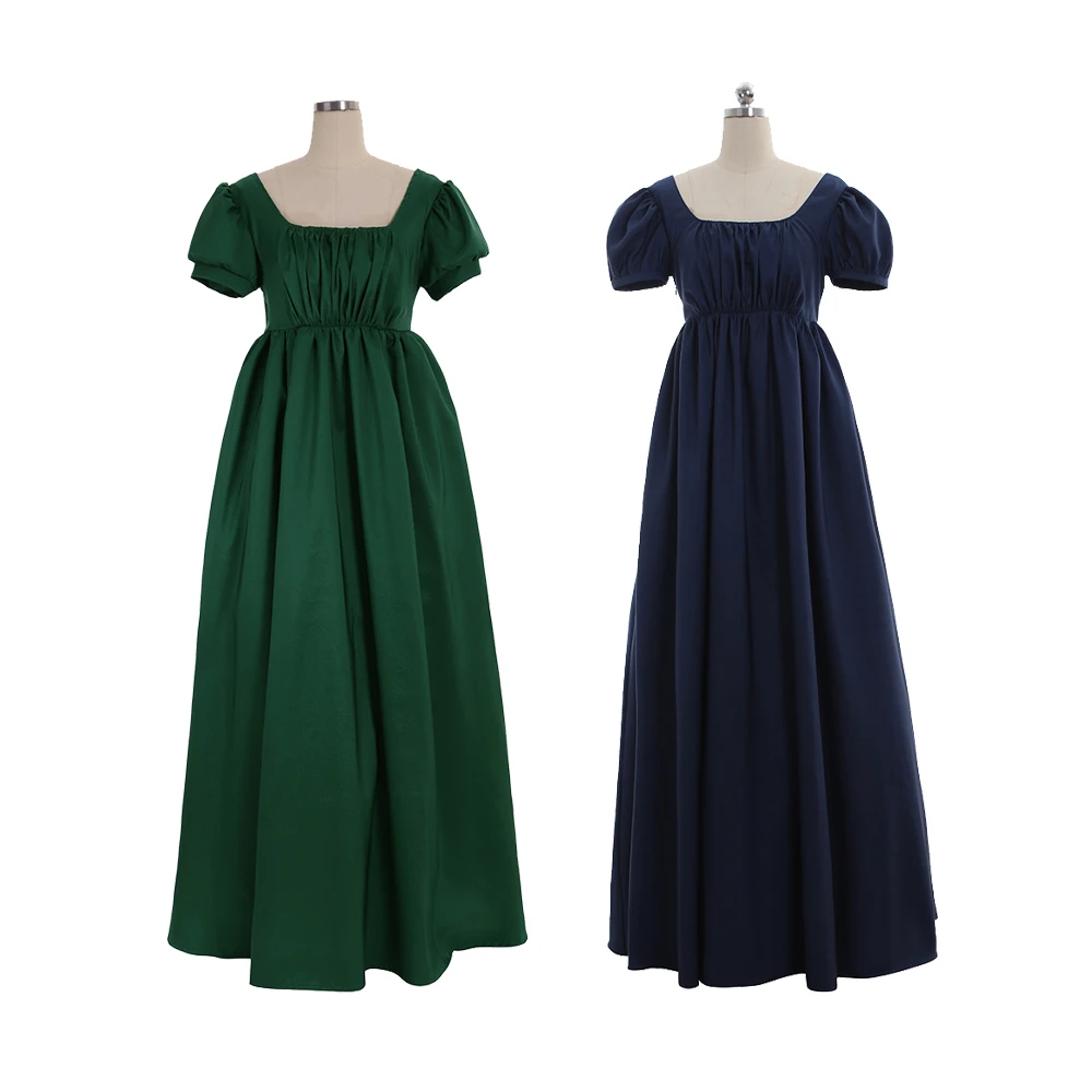 فستان ريجنسي نسائي تاريخي عتيق عالي الخصر على الطراز الفيكتوري جين أوستن فستان حفلة الشاي ملابس حفلات الهالوين #3