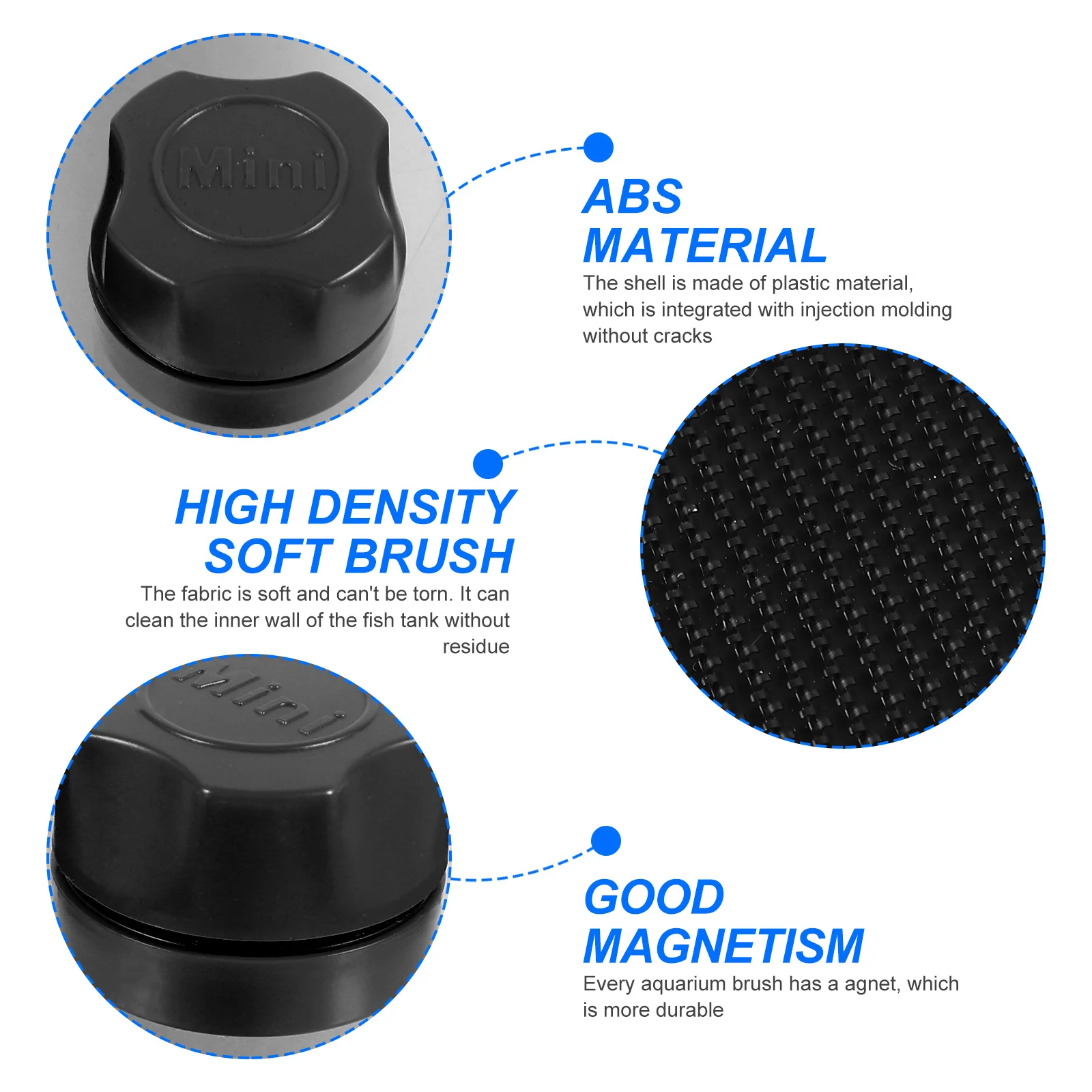 Mini Magnetic Brush Floating Fish Tank Cleaning Aquarium Scraper Glass Frameless