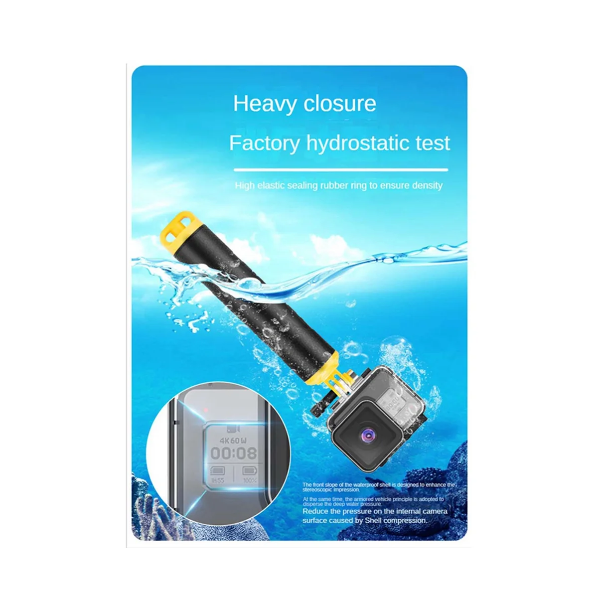 Capa à prova d'água para câmera hero 8, transparente, portátil, à prova d'água, proteção, caixa de mergulho, acessórios para câmera subaquática