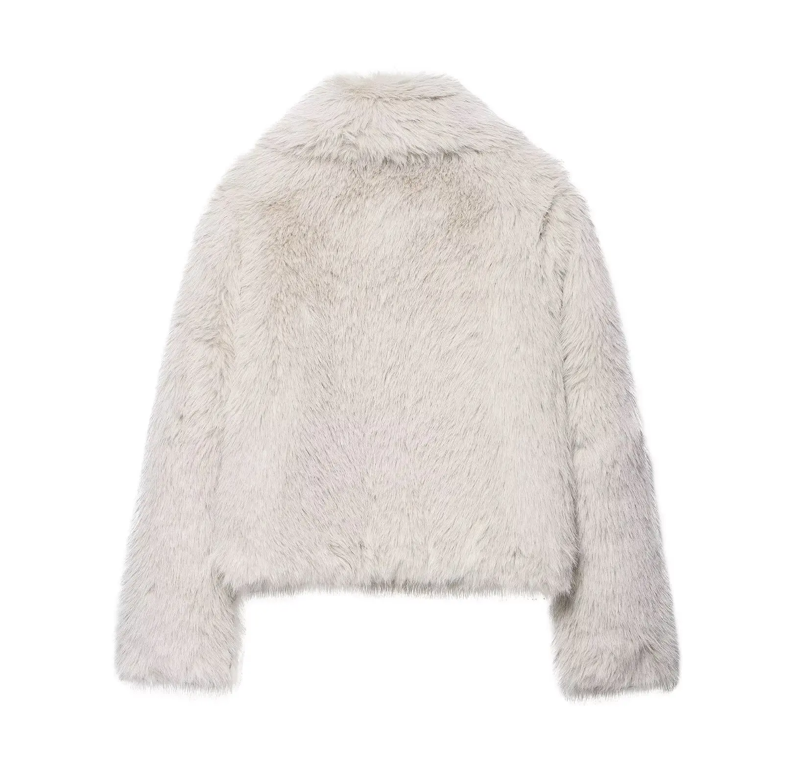 Women's Fashionable Casual Faux Fur Effect Zipper Short Coat