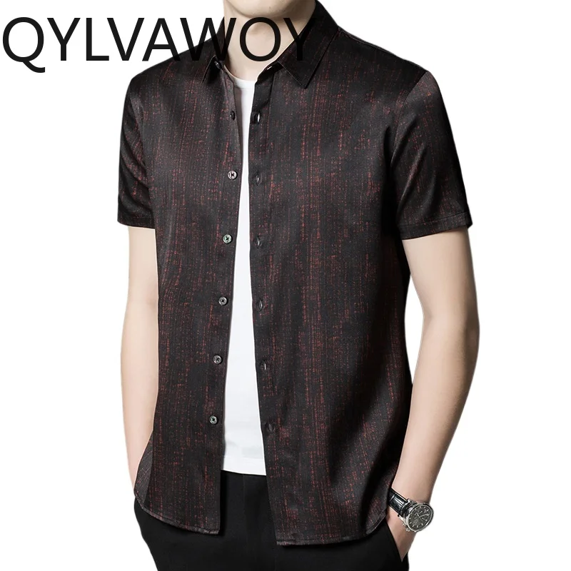 

QYLVAWOY 90.8% Natural Mulberry Silk Shirts for Man Summer 2026 Casual Short Sleeve Shirts Men Clothing Fashion Tops Streetwear