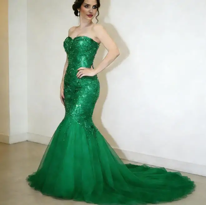 Elegant Red Mermaid Evening Dresses Beads Sequins Strapless Long Glitter Prom Reception Dress For Ladies Customized 2026 Robe