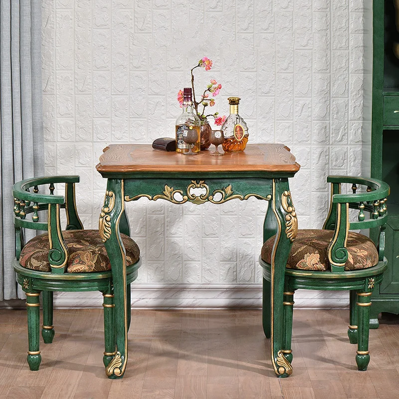 

American negotiation balcony leisure table and chair combination all solid wood small apartment dining table household European