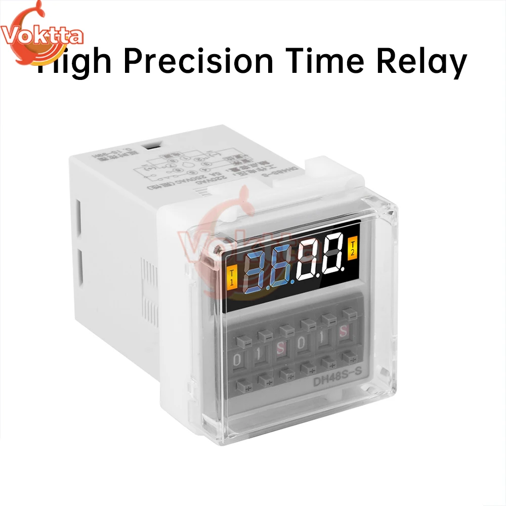 DH48S-S LED Display Time Relay Delay Controller Cycle Programmable Timer Switch Relay with Socket Base AC 220V DC 24V DC 12V