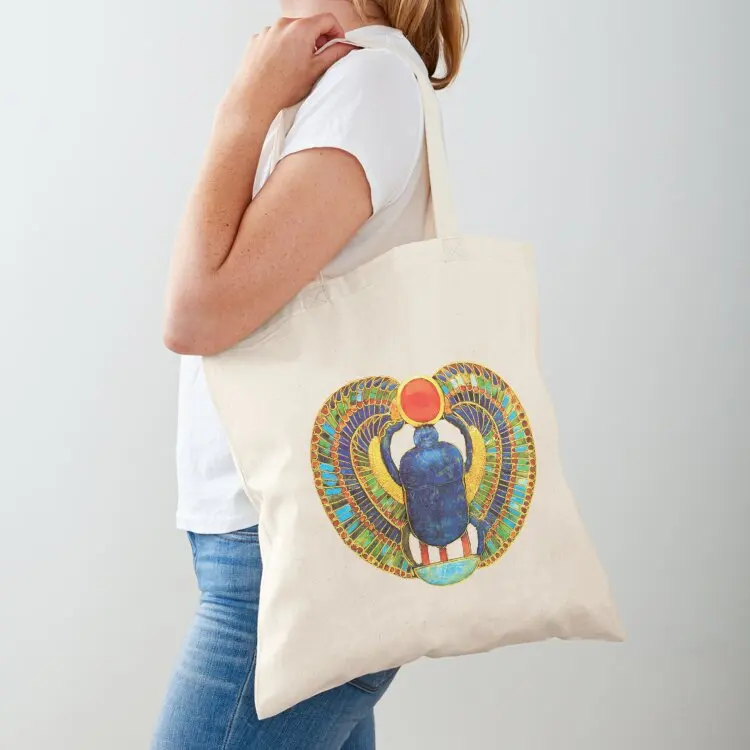 Khepri, The Egyptian Scarab, The Early Morning Sun God, Represents Rejuvenation. Hearts For Love Transformational Art Tote Bag