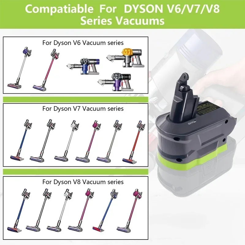 Imagem -04 - Adaptador de Bateria para Dyson Vacuum Ryobi 18 Volt One Mais Battery Convert para Dyson Sv03 Sv04 Sv09 Dc62 v6 v7 v8 Series