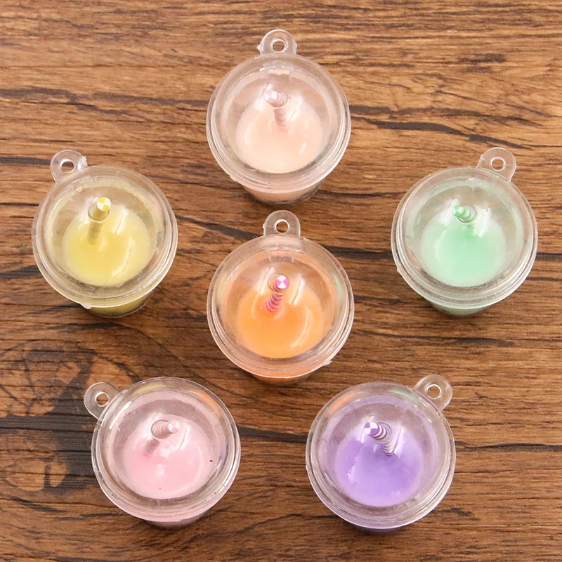 5Pcs 6 Color 32*49MM Big Straw Milk Tea Cup Resin Earring Charms Diy Findings Keychain Bracelets Pendant For Jewelry Making