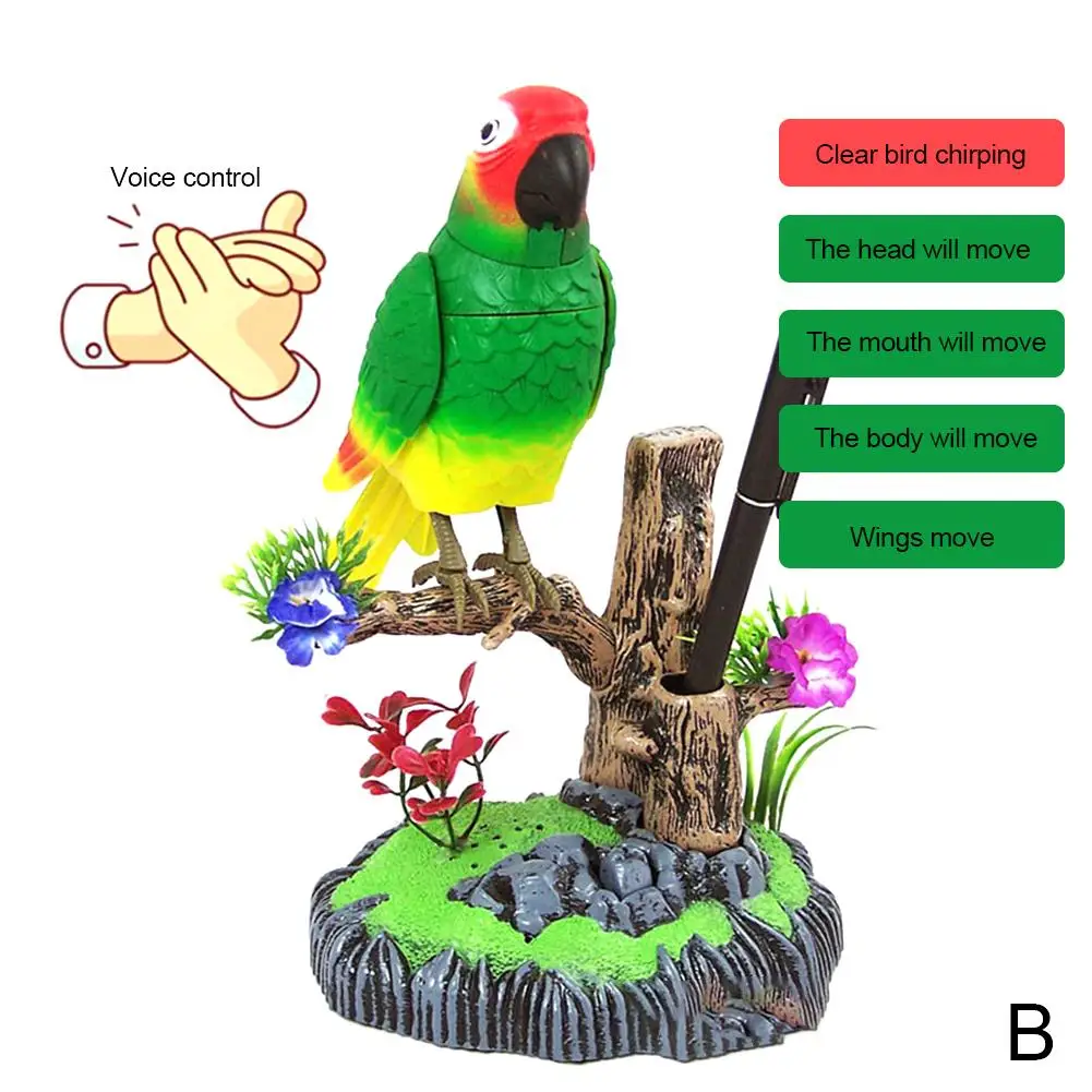 Clapping Voice Control Induction Electronic Parrot Sound Garden Toy Bird Children\'s Gift Toy Pet Display Electric R6a9