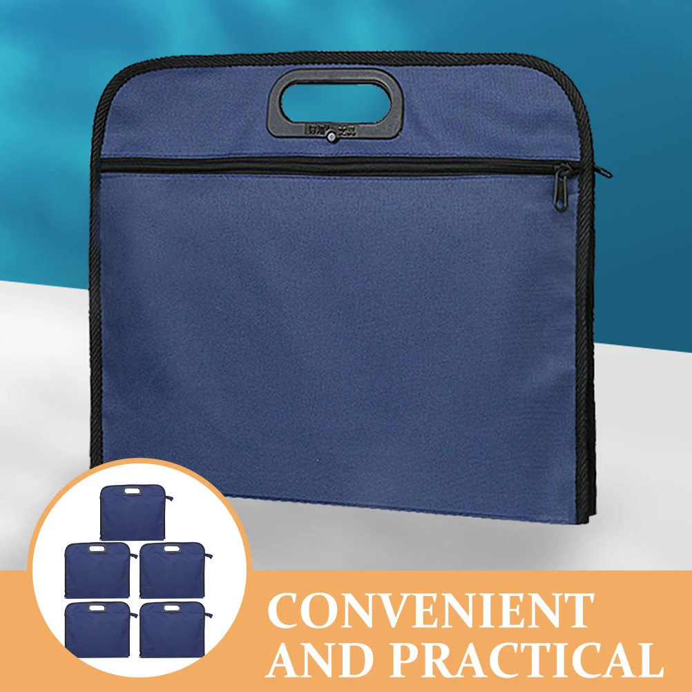 

5pcs Large Document Holder Oxford Cloth File Bag Folders With Pockets Briefcase Folder Document Pouch Storage Solution