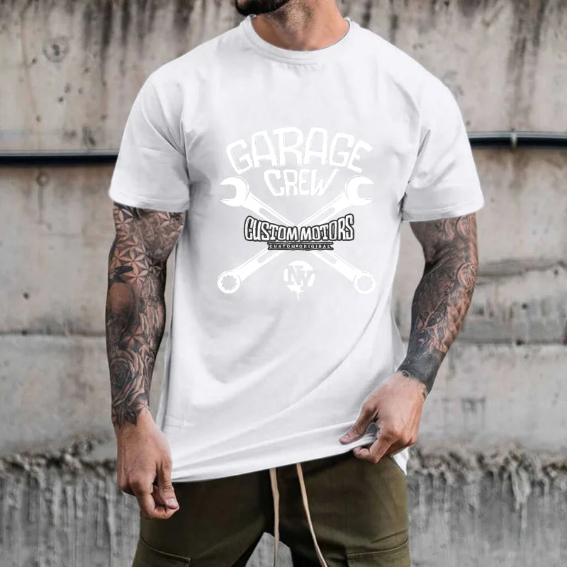 Trendy Garage Crew & Custom Motors Heat Transfer White Ink Iron - on Patch, Wrench Pattern, Perfect for T - Shirts/Canvas Bags,